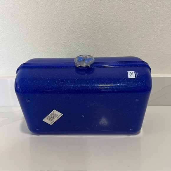 Vintage Caboodles Blue Glitter Cosmetics Case Makeup Organizer Mirror 90s Girl - Picture 15 of 15